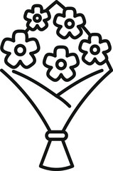 Sticker - Simple, minimalist icon of a bouquet of flowers being given as a present