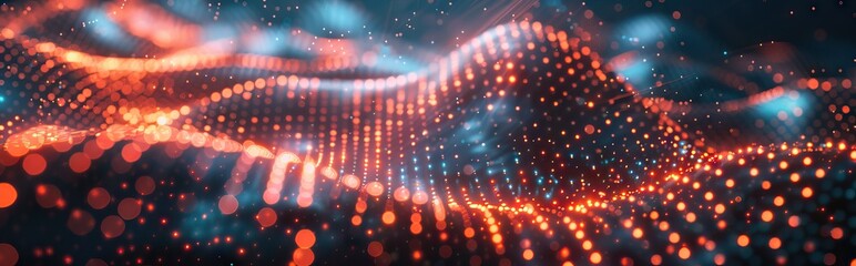Futuristic technology abstract lines and grid in virtual space from The concept of digital technology and the Internet. AI generated illustration