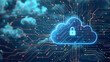© StellaPattaya - Abstract illustration of cloud security services, stylized cloud icon integrated with a secure padlock symbol, representing data protection and cybersecurity in cloud computing environments