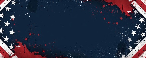 Poster - dark blue background with red and white stripes, stars in the shape of an american flag pattern gene