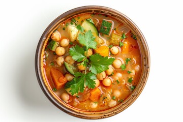 Moroccan Harira soup in white bowl for Ramadan