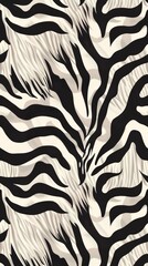 Poster - Realistic fur seamless pattern featuring zebra patches light colors, generated with AI