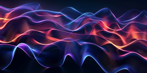 Wall Mural - Abstract Digital Glow Lines Pattern in Vivid Colors