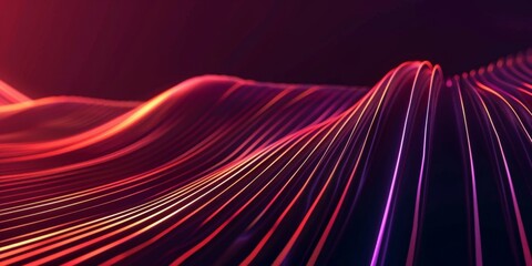 Poster - Abstract Red And Purple Glow Lines Pattern On A Dark Background