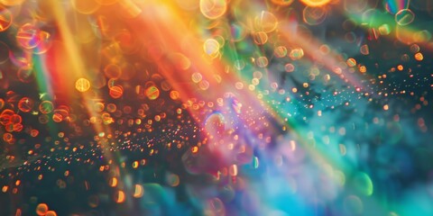 Wall Mural - Colorful Abstract Bokeh Background With Dusted Rainbow Lights