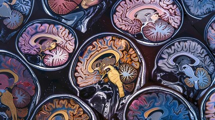 Wall Mural - An image of a brain scan displaying different regions of the brain and highlighting the importance of each for overall brain health