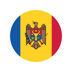 made in Moldova, round icon with national flag colors, circle vector symbol