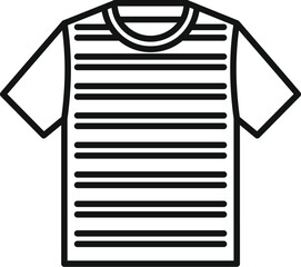 Canvas Print - Minimalist black and white striped t shirt fashion icon with simple graphic illustration on a vector isolated white background. Perfect for men and women's summer and spring casual wear outfit