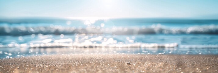 Blurred Beach Waves with Sparkling Bokeh Light