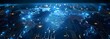 © HY - Blue digital world map with glowing network lines and data points, ideal for global communication and information technology themes