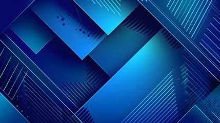 Wall Mural - abstract blue geometric pattern with sharp lines and gradient shading, presentations, websites, digi