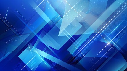 Wall Mural - modern abstract blue background with geometric shapes and dynamic lines, ideal for business presenta