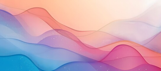 Wall Mural - Abstract Art Background in Pink, Blue, and Peach with Gentle Flowing Lines and Subtle Sparkles