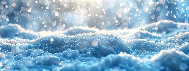 Wall Mural - Winter Snow Background with Snowdrifts and Sparkling Lights