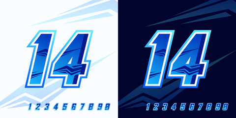 Wall Mural - number 14 racing blue color for sports, racing, and esports and jersey