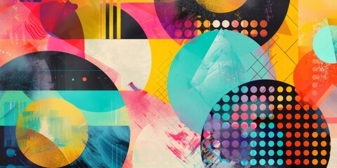 Wall Mural - abstract geometric collage in vibrant colors