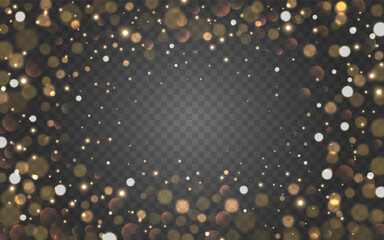 Wall Mural - bokeh frame. gold blurred border. christmas shining template. bright circles for greeting card or in