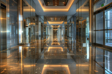 Wall Mural - the focus should be on the strategic placement of mirrors to create visual depth, amplify natural li