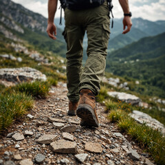 Wall Mural - Hiking in mountainous terrain.