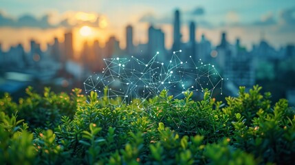 Wall Mural - Sustainable business practices: Companies integrating AI and IoT to monitor and reduce their environmental impact 