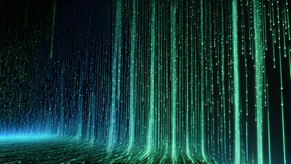 Wall Mural - a green and blue image of a long, thin line of lights