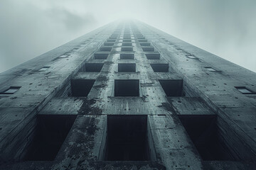 Wall Mural - a sleek skyscraper rising from a dilapidated ruin. concept of modern vs. ancient. generative ai.
