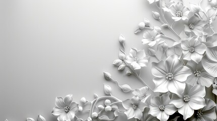 Wall Mural - Floral Delight: White Ornament Background