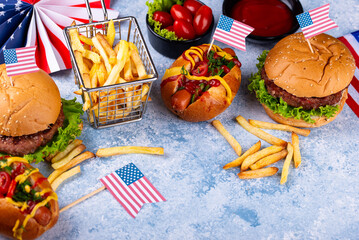 Wall Mural - Traditional American food for celebrating July 4 Independence Day