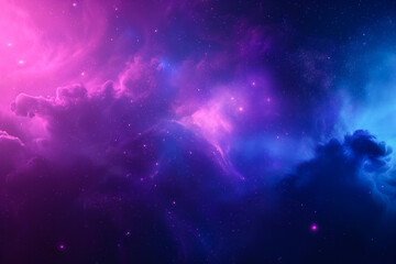 Colorful space background with stardust, nebula, and shining stars. Cosmic galaxy backdrop with dark blue and purple smoke clouds. Starry night, infinite universe, milky way.