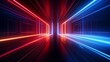 © M.IVA - Futuristic Neon Tunnel with Red and Blue Lights Creating Dynamic Perspective.