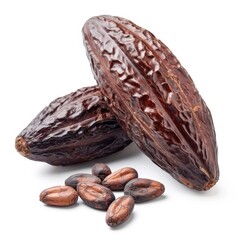 Wall Mural - Cacao (cocoa bean) isolated on white background 