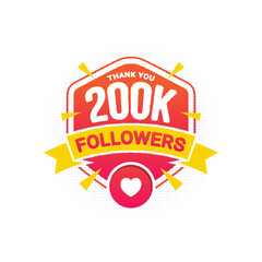 Thank you for 200000 followers banner celebration modern colorful design
