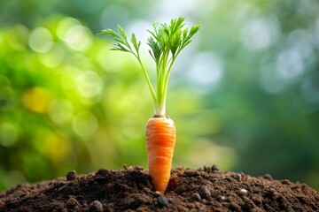 Fresh Carrot Growing in Soil