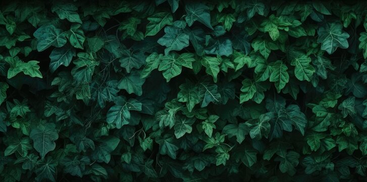 vine textured background with green leaves on a dark background