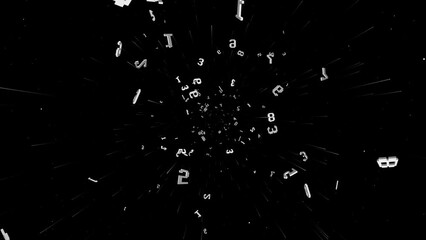 Random Numbers Animation, Technology Code, Background, on Alpha Channel, Loop
