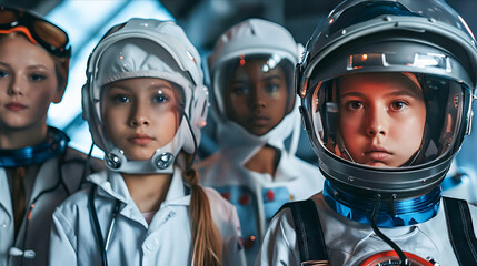 Canvas Print - A group of children wearing space suits.