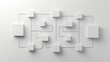 © stockpro - Abstract white minimalistic network diagram with interconnected rectangular shapes on a light background.