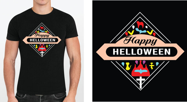 Happy Halloween T shirt design vector .