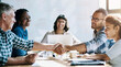 © peopleimages.com - Group, handshake and business people in meeting, teamwork and planning for project, feedback and agreement. Staff, employees or negotiation for company merger, cooperation and collaboration in office