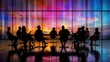© Achmad Khoeron - Silhouettes of people in a meeting room with a colorful window behind them