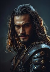 Poster - Rugged warrior with long hair and beard