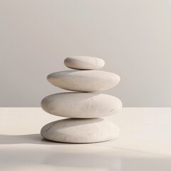 Poster - Balanced zen stones on white background