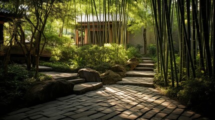 Poster - landscape bamboo garden