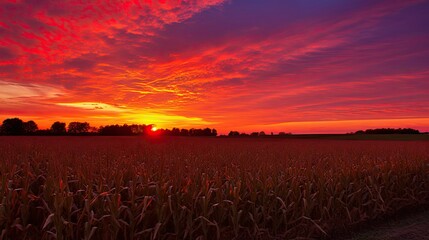 Wall Mural - pink sunset corn background