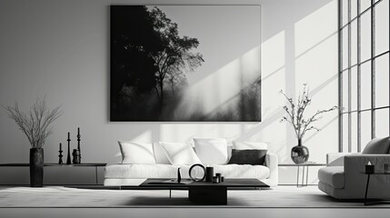 Wall Mural - modern blurred black and white interior