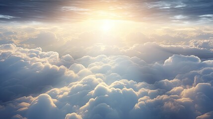 Canvas Print - airplane light coming through clouds