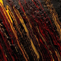 Wall Mural - lines of red and yellow mixture in a black background, textured and abstract