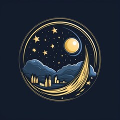 Wall Mural - night logo icon with moon and star