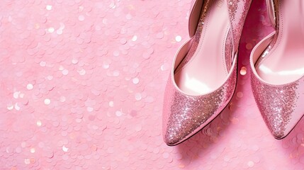 Sticker - shoes pink glitter border