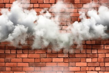 Wall Mural - seamless brick wall background texture with smoke cloud